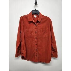J. Crew Women's Cotton Burnt Orange Corduroy Button Down Shirt Jacket, Size Sm